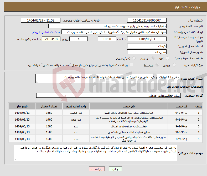 تصویر کوچک آگهی نیاز انتخاب تامین کننده-حفر چاله ابیاری و کود دهی و خاکریزی طبق مشخصات خواسته شده دراستعلام پیوست 