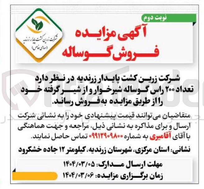 تصویر کوچک آگهی فروش  تعداد ۲۰۰ راس گوساله شیرخوار و از شیر گرفته