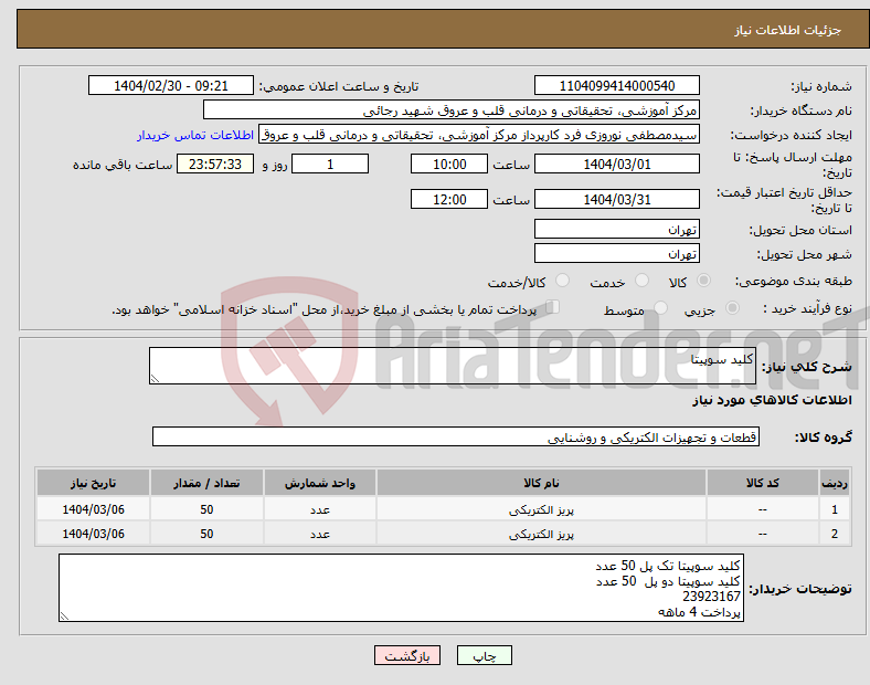 تصویر کوچک آگهی نیاز انتخاب تامین کننده-کلید سوپیتا