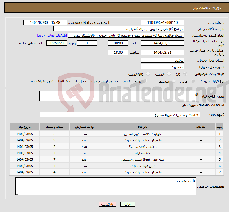تصویر کوچک آگهی نیاز انتخاب تامین کننده-Fitt