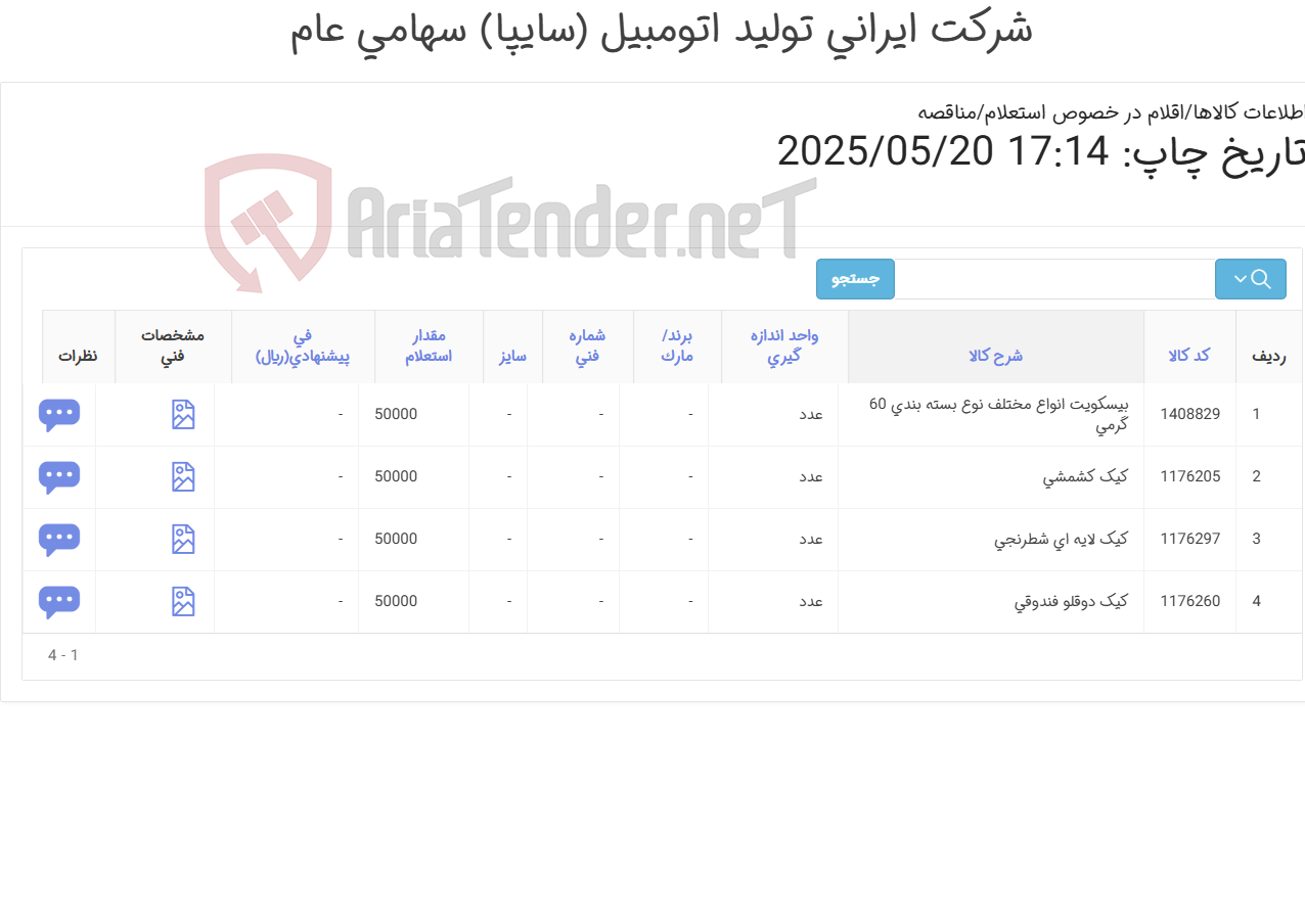 تصویر کوچک آگهی کیک و بیسکوئیت