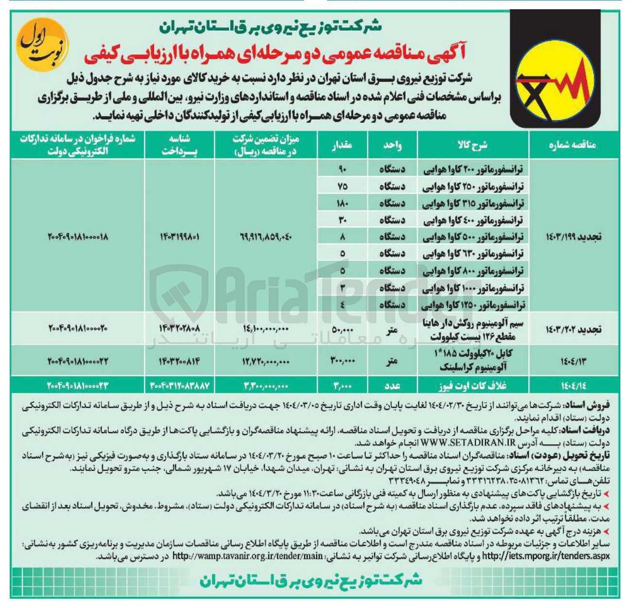 تصویر کوچک آگهی خرید سیم آلومینیوم روکش دار هاینا مقطع ۱۲۶ بیست کیلوولت