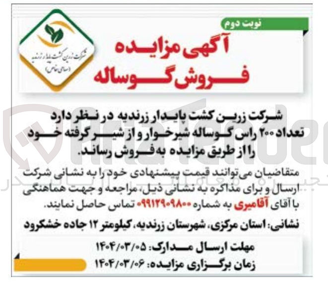 تصویر کوچک آگهی فروش تعداد ۲۰۰ راس گوساله شیرخوار و از شیر گرفته