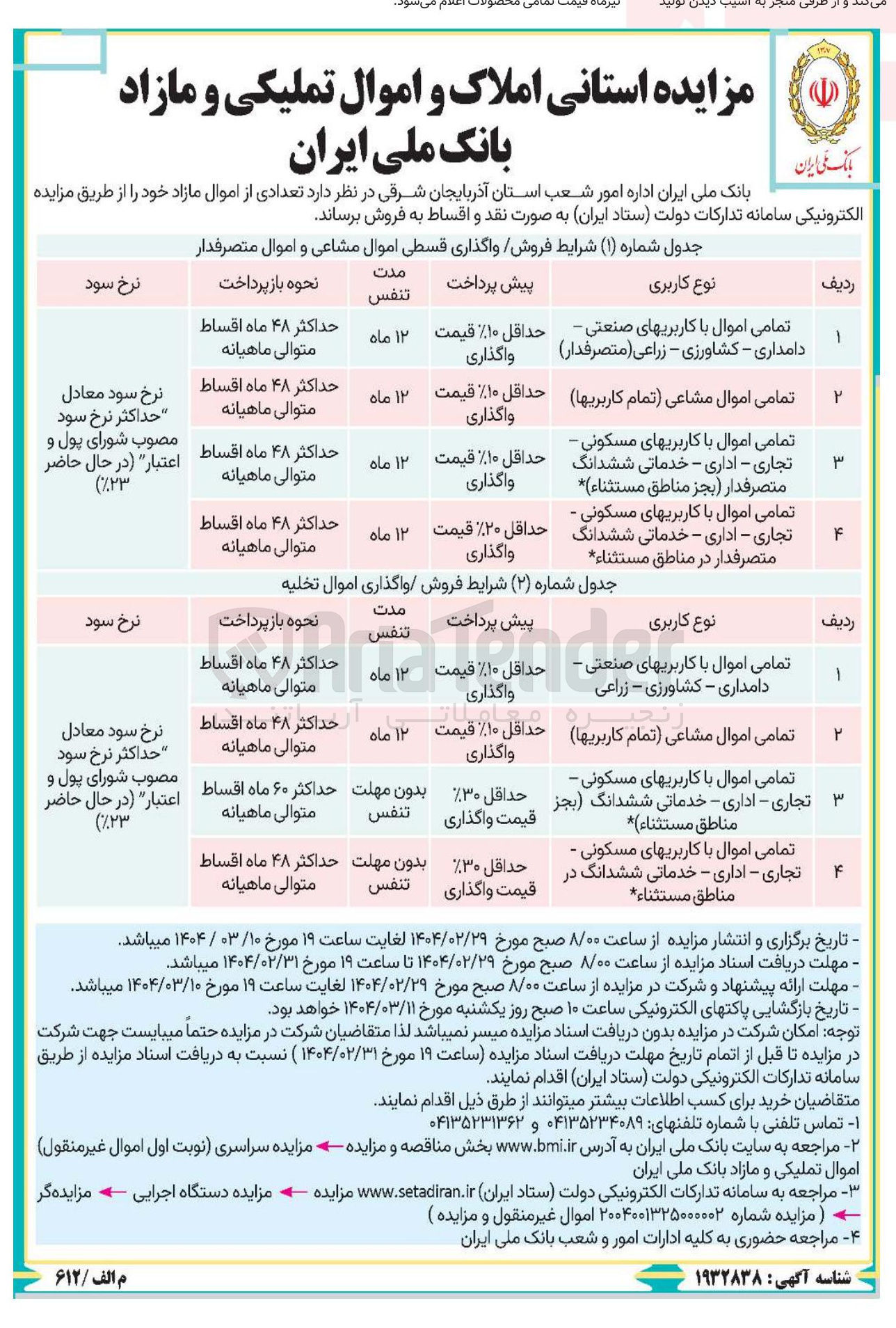تصویر کوچک آگهی فروش اموال در 8 ردیف با صنعتی ، دامداری، کشاورزی، زراعی، اداری، مسکونی، تجاری، خدماتی