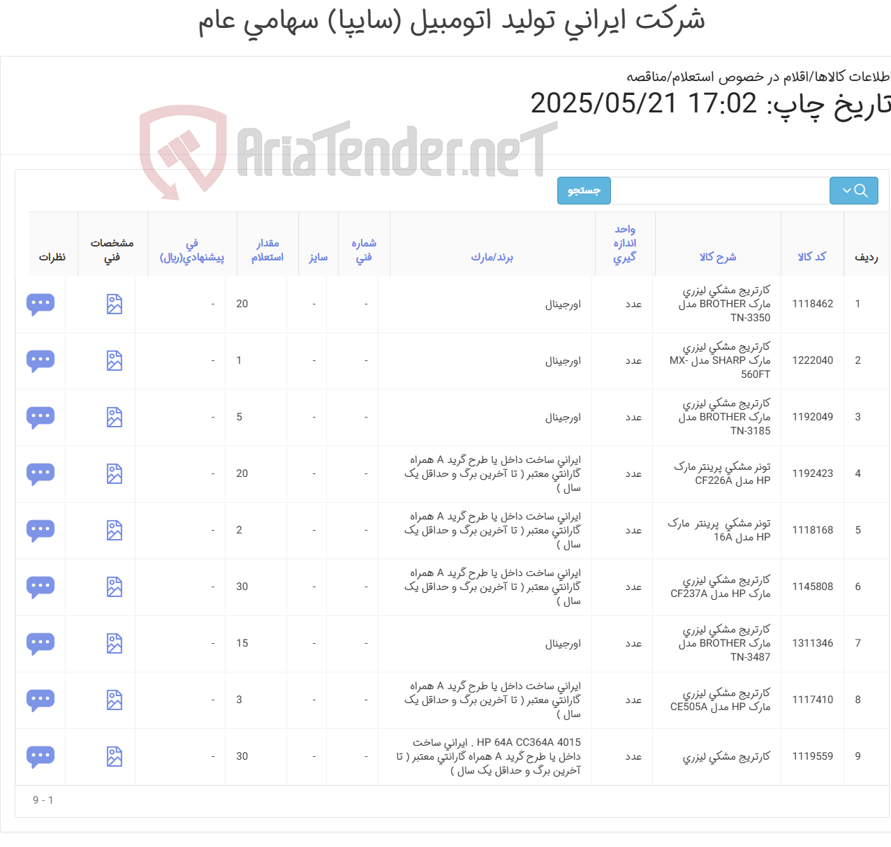 تصویر کوچک آگهی اقلام مصرفی ماشین های اداری