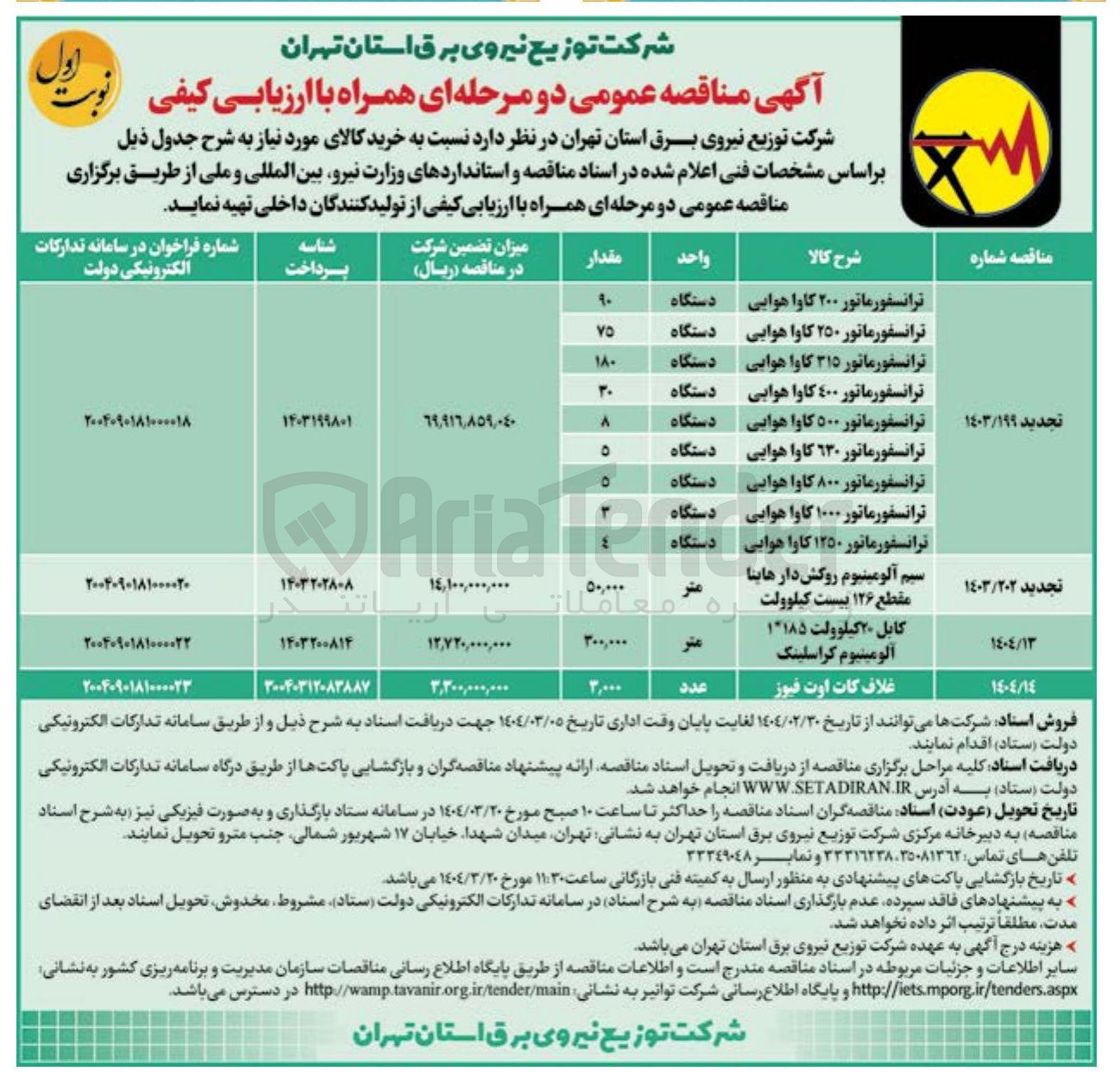 تصویر کوچک آگهی خرید کابل ۲۰ کیلوولت ۱*۱۸۵ آلومینیوم کراسلینک