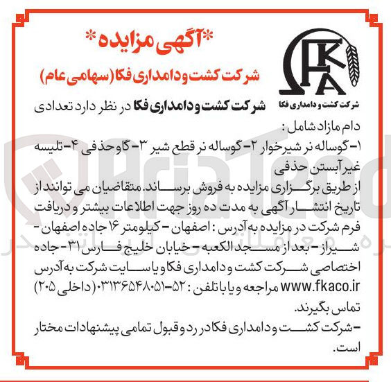 تصویر کوچک آگهی گوساله نر قطع شیر