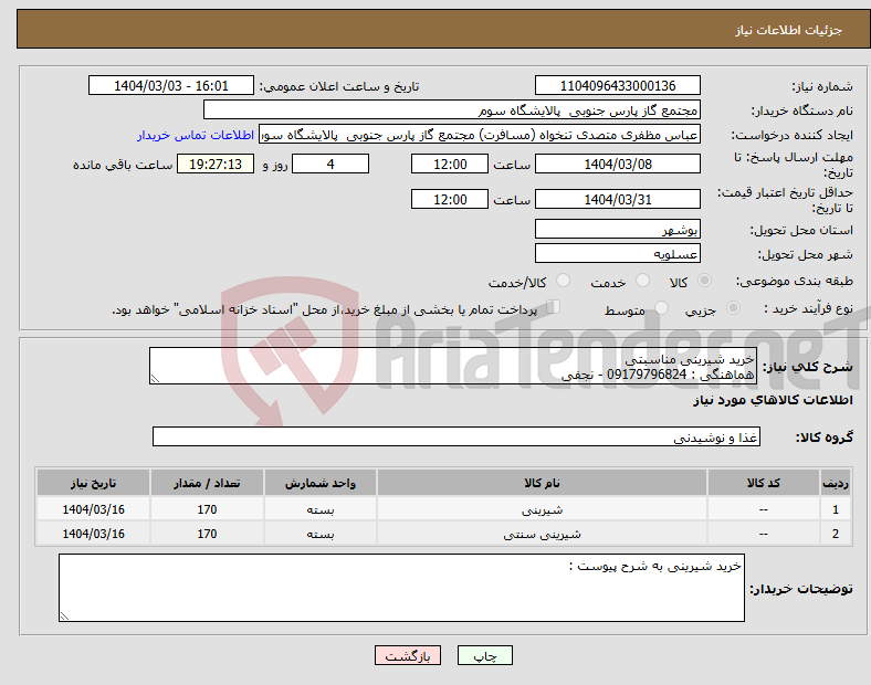 تصویر کوچک آگهی نیاز انتخاب تامین کننده-خرید شیرینی مناسبتی هماهنگی : 09179796824 - نجفی 