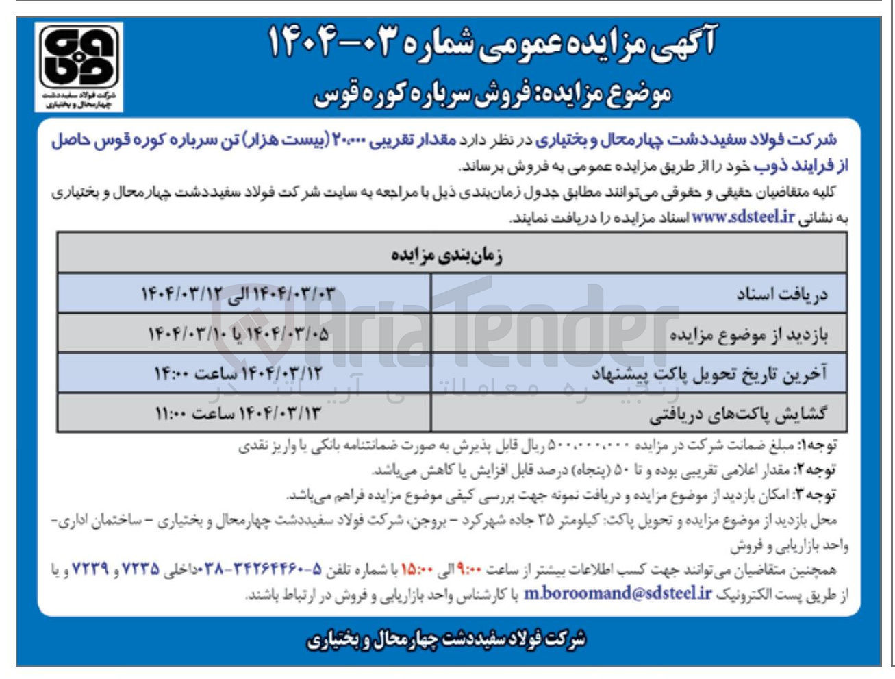 تصویر کوچک آگهی  مقدار تقریبی ۲۰۰۰۰۰ بیست هزار تن سرباره کوره قوس حاصل از فرایند ذوب