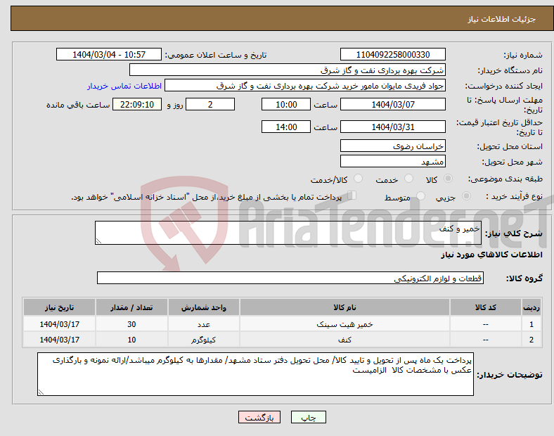تصویر کوچک آگهی نیاز انتخاب تامین کننده-خمیر و کنف
