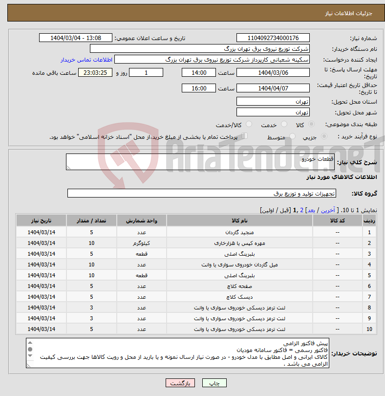 تصویر کوچک آگهی نیاز انتخاب تامین کننده-قطعات خودرو