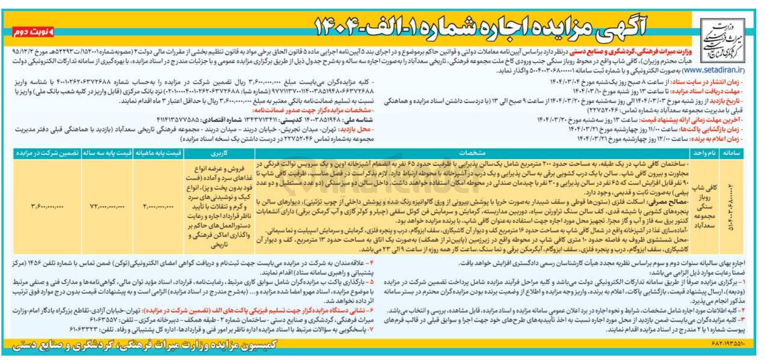 تصویر کوچک آگهی اجاره کافی شاپ روباز سنگی مجموعه سعدآباد