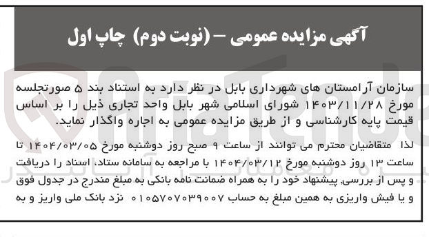 تصویر کوچک آگهی اجاره واحد تجاری