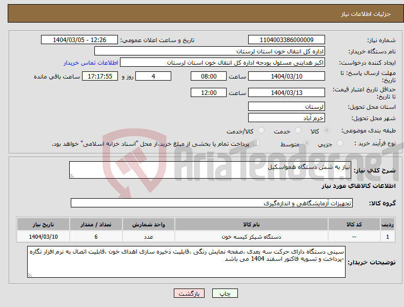 تصویر کوچک آگهی نیاز انتخاب تامین کننده-نیاز به شش دستگاه همواسکیل 