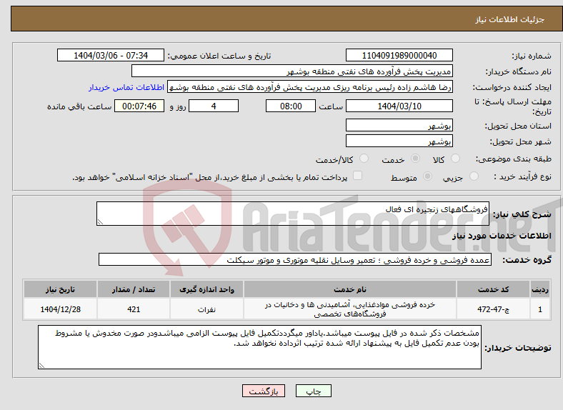 تصویر کوچک آگهی نیاز انتخاب تامین کننده-فروشگاههای زنجیره ای فعال