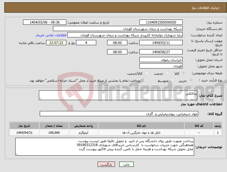 تصویر کوچک آگهی نیاز انتخاب تامین کننده-پدالکلی