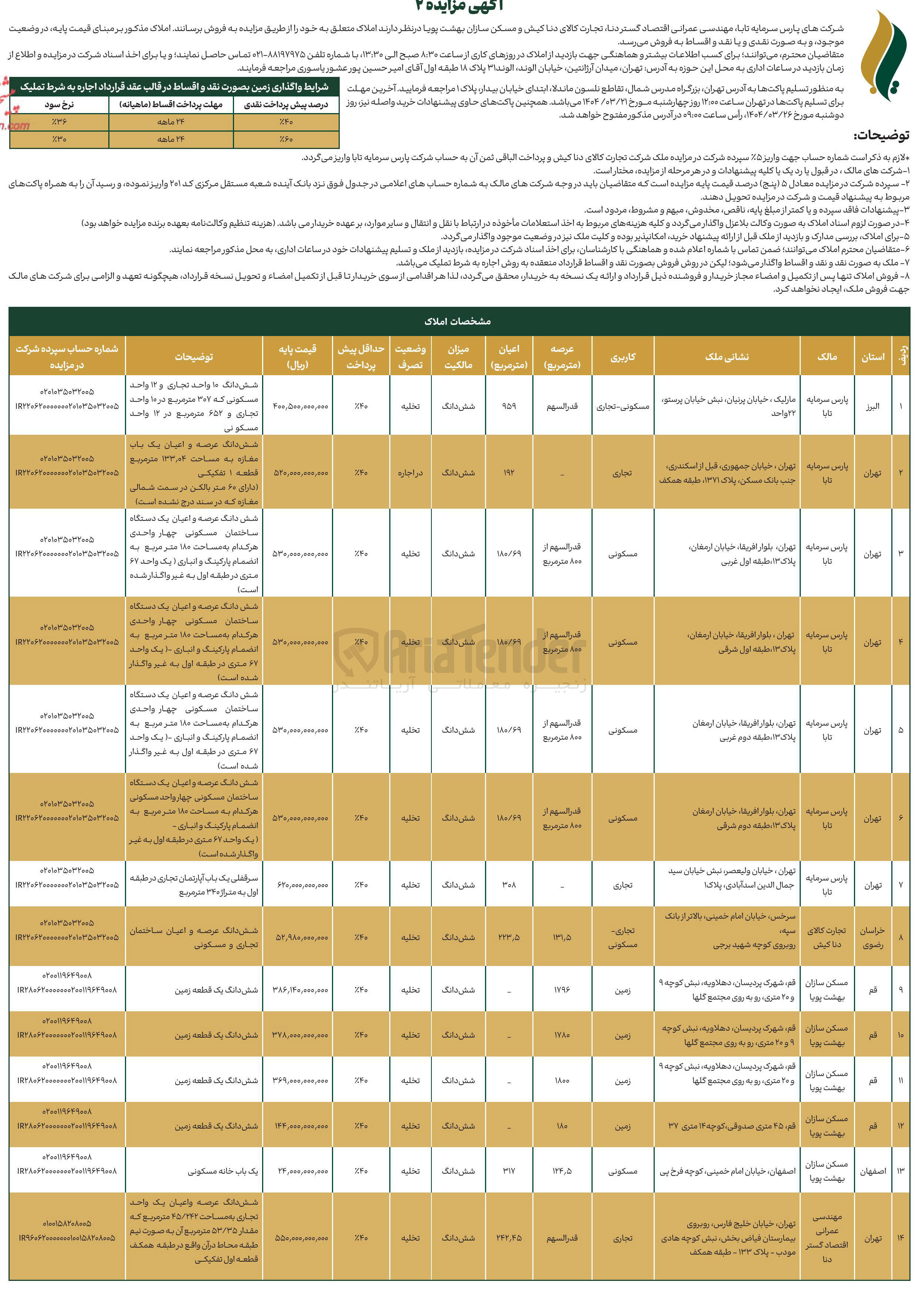 تصویر کوچک آگهی فروش املاک