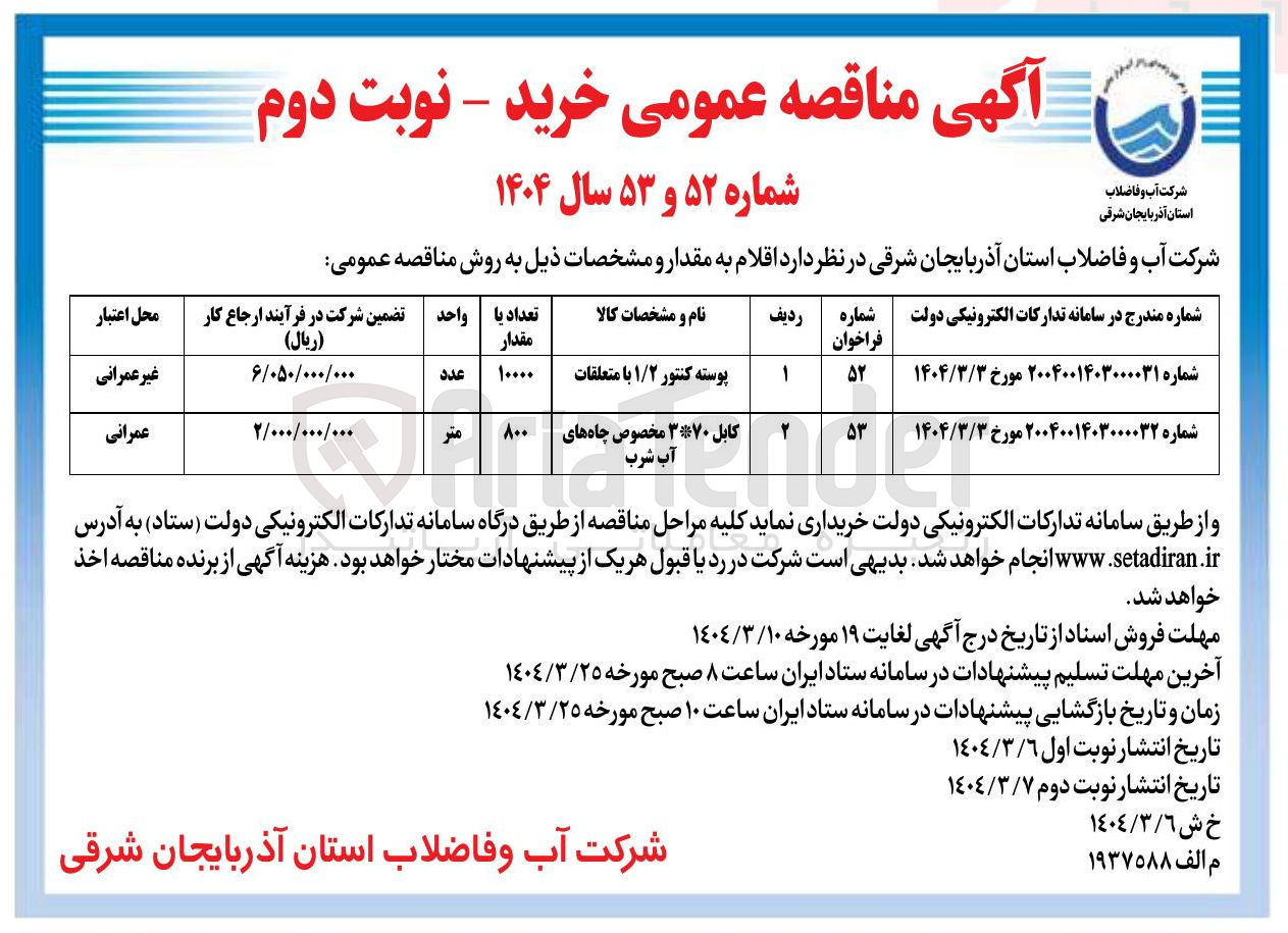 تصویر کوچک آگهی پوسته کنتور ۱/۲ با متعلقات 
