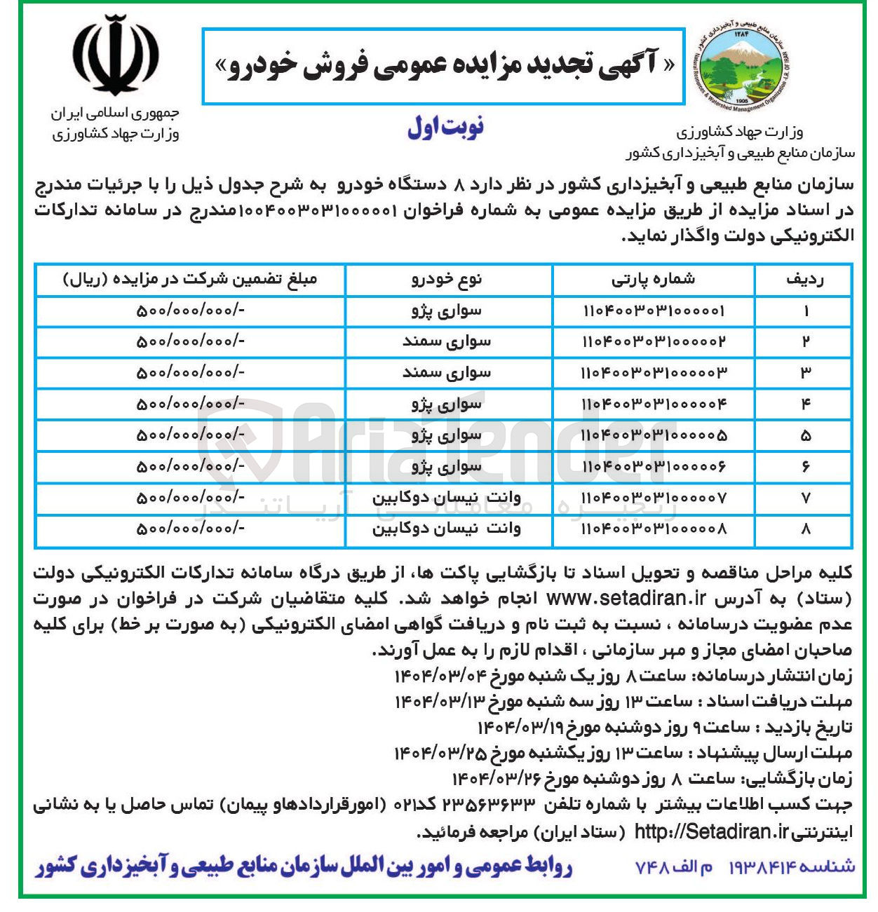 تصویر کوچک آگهی  ۸ دستگاه خودرو