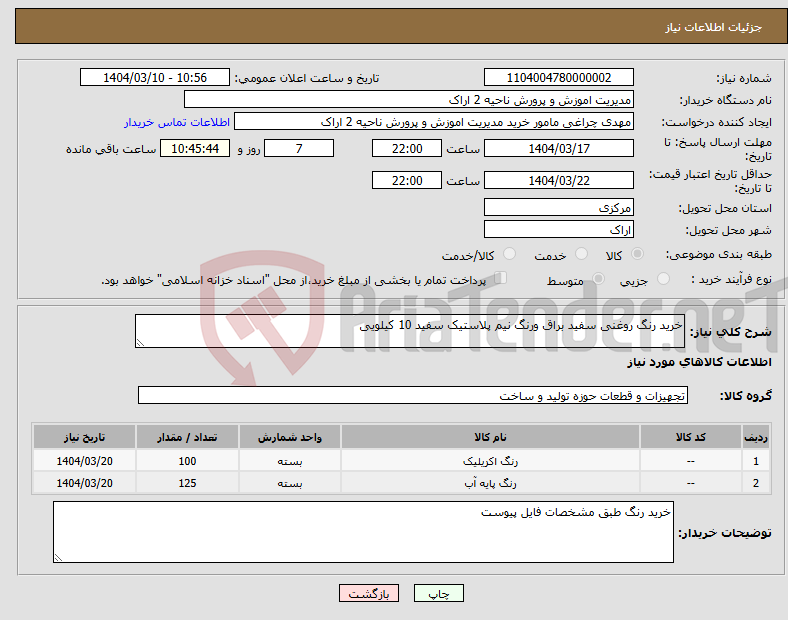 تصویر کوچک آگهی نیاز انتخاب تامین کننده-خرید رنگ روغنی سفید براق ورنگ نیم پلاستیک سفید 10 کیلویی