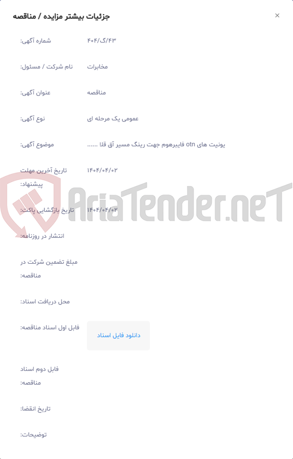 تصویر کوچک آگهی یونیت های otn فایبرهوم جهت رینگ مسیر آق قلا ......