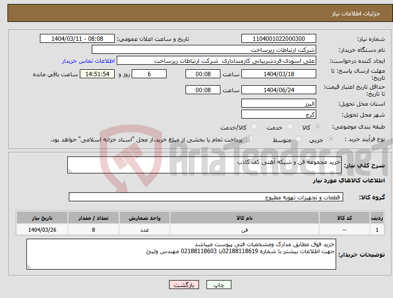تصویر کوچک آگهی نیاز انتخاب تامین کننده-خرید مجموعه فن و شبکه آهنی کف کاذب 