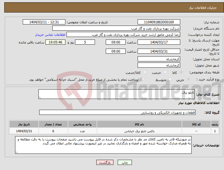 تصویر کوچک آگهی نیاز انتخاب تامین کننده-تابلو برق 