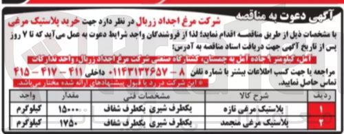 تصویر کوچک آگهی خرید پلاستیک مرغی تازه و پلاستیک مرغی منجمد