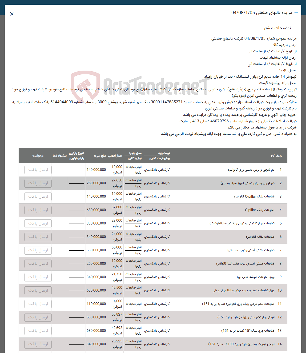 تصویر کوچک آگهی فروش  دم قیچی و برش دستی ورق گالوانیزه -  دم قیچی و برش دستی ورق سیاه روغنی -  ضایعات بلنک pillar - C گالوانیزه - ضایعات بانک pillar - C  - ضایعات ورق تفکیکی و نوردی (گلگیر ساینا - کوییک ) -  ضایعات لفاف گالوانیزه - ضایعات مثلثی استری درب عقب تیبا - ضایعات مثلثی استری درب عقب تیبا گالوانیزه - ورق ضایعات شیشه عقب تیبا - ورق ضایعات استری درب موتور ساینا ورق روغنی - ضایعات تخم مرغی بزرگ ورق گالوانیزه ( ساید پراید 151 ) - انواع ورق تخم مرغی بزرگ ( ساید پراید 151 ) - ضایعات ورق بلنک 151 ( ساید پراید 151 ) - نیکی کوچک روغنی ساید پراید X100 (ساید 151 )