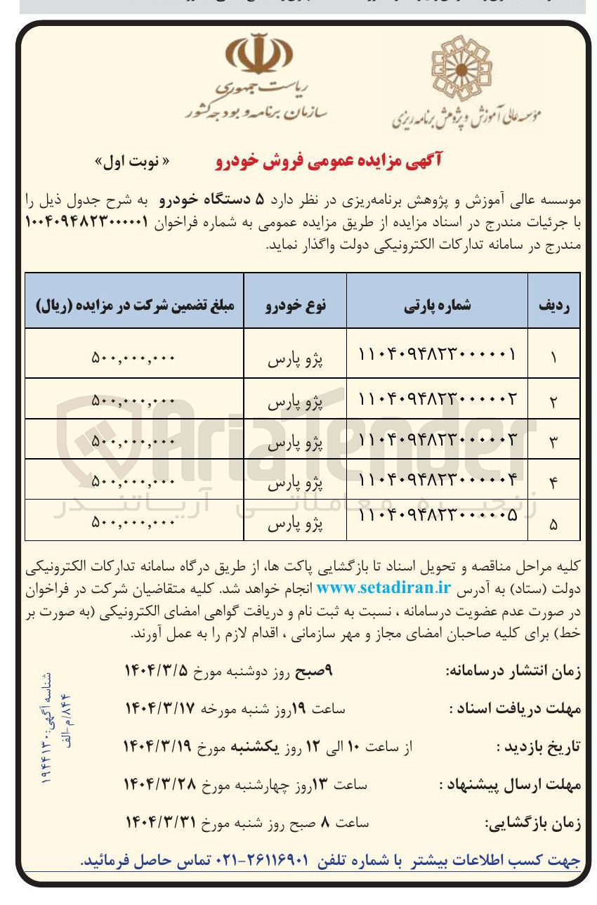 تصویر کوچک آگهی پژو پارس 
4 دستگاه