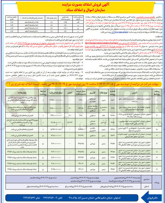 تصویر کوچک آگهی فروش املاک در 11 ردیف با کاربری تجاری - مسکونی - ورزشی - کشاورزی