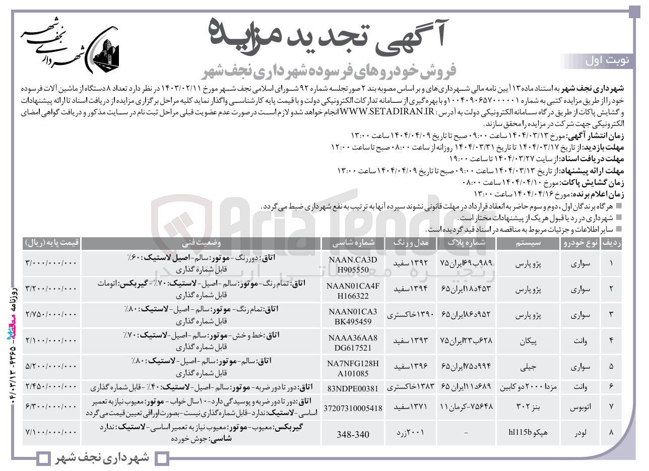 تصویر کوچک آگهی فروش  تعداد ۸ دستگاه از ماشین آلات فرسوده