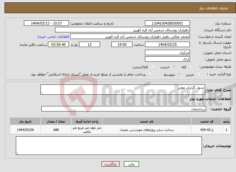 تصویر کوچک آگهی نیاز انتخاب تامین کننده-جدول گذاری معابر