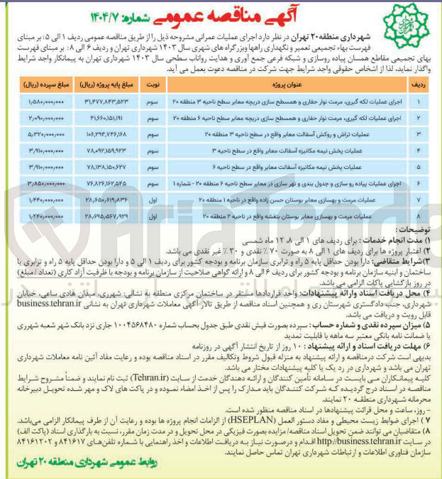 تصویر کوچک آگهی عملیات مرمت و بهسازی معابر