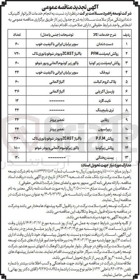 تصویر کوچک آگهی پست ریختگی 120 عدد