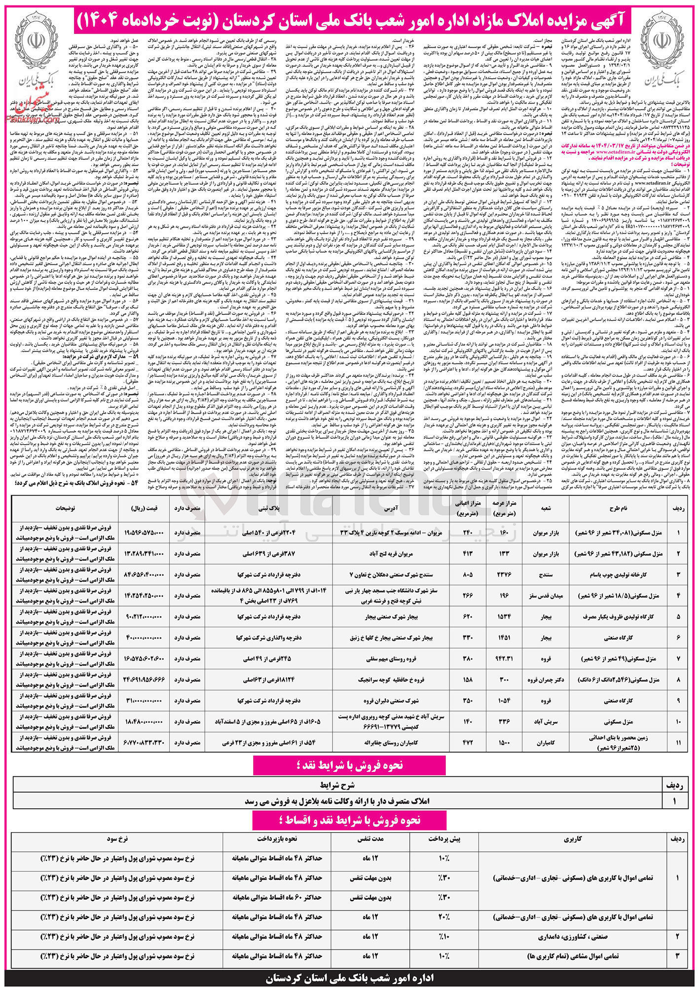 تصویر کوچک آگهی فروش املاک در 11 ردیف با کاربری مسکونی - تجاری - اداری - خدماتی - صنعتی - کشاورزی - دامداری 