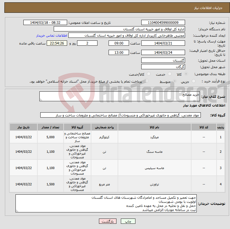 تصویر کوچک آگهی نیاز انتخاب تامین کننده-خرید مصالح