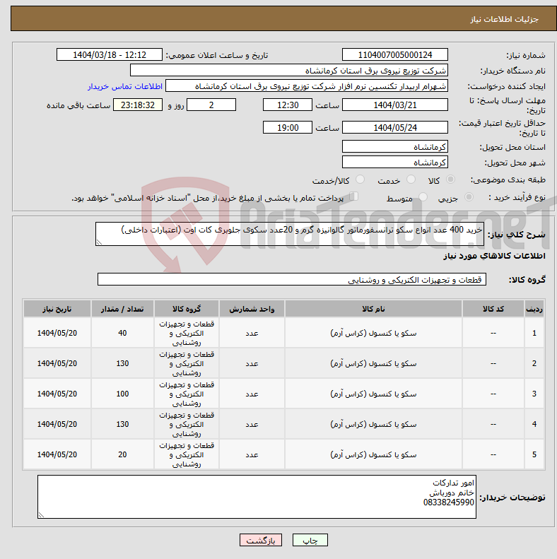 تصویر کوچک آگهی نیاز انتخاب تامین کننده-خرید 400 عدد انواع سکو ترانسفورماتور گالوانیزه گرم و 20عدد سکوی جلوبری کات اوت (اعتبارات داخلی)