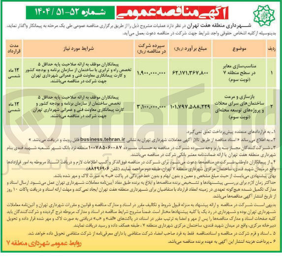 تصویر کوچک آگهی مناسب سازی معابر