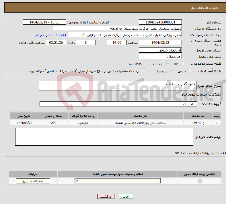 تصویر کوچک آگهی نیاز انتخاب تامین کننده-جدول گذاری سختدل