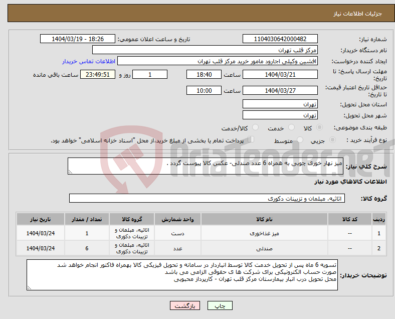 تصویر کوچک آگهی نیاز انتخاب تامین کننده-میز نهار خوری چوبی به همراه 6 عدد صندلی- عکس کالا پیوست گردد .