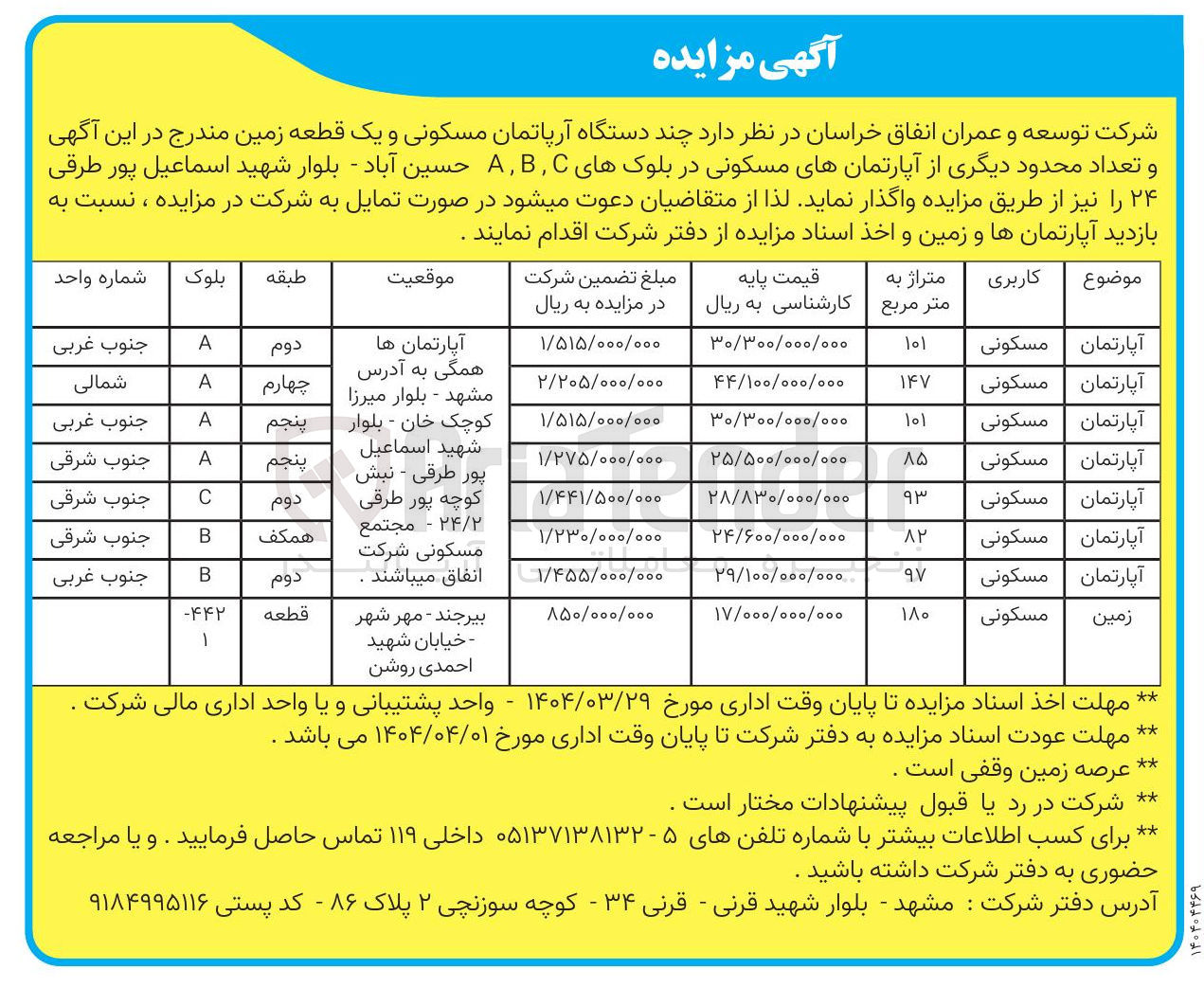 تصویر کوچک آگهی چند دستگاه آرپاتمان مسکونی و یک قطعه زمین