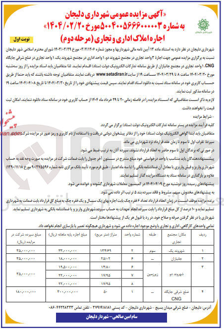 تصویر کوچک آگهی اجاره املاک اداری و تجاری در 4 ردیف