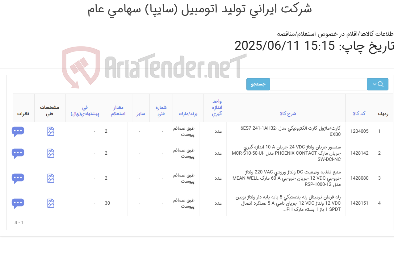 تصویر کوچک آگهی 4 آیتم (تحویل فوری)کارت ماژول ،منبع تغذیه ،سنسور،راه فرمان