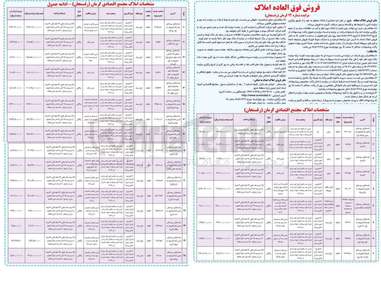 تصویر کوچک آگهی فروش املاک در 25 ردیف با کاربری کشاورزی 