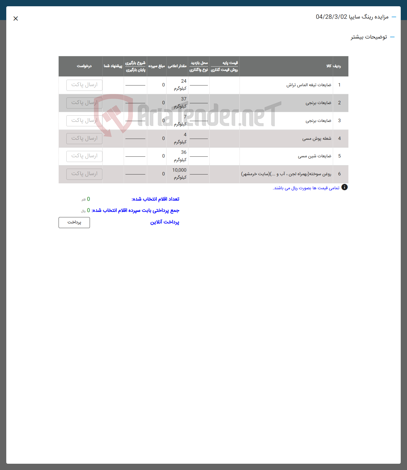 تصویر کوچک آگهی روغن سوخته ( بهمراه لجن ، آب و .... ) ( سایت خرمشهر ) 
