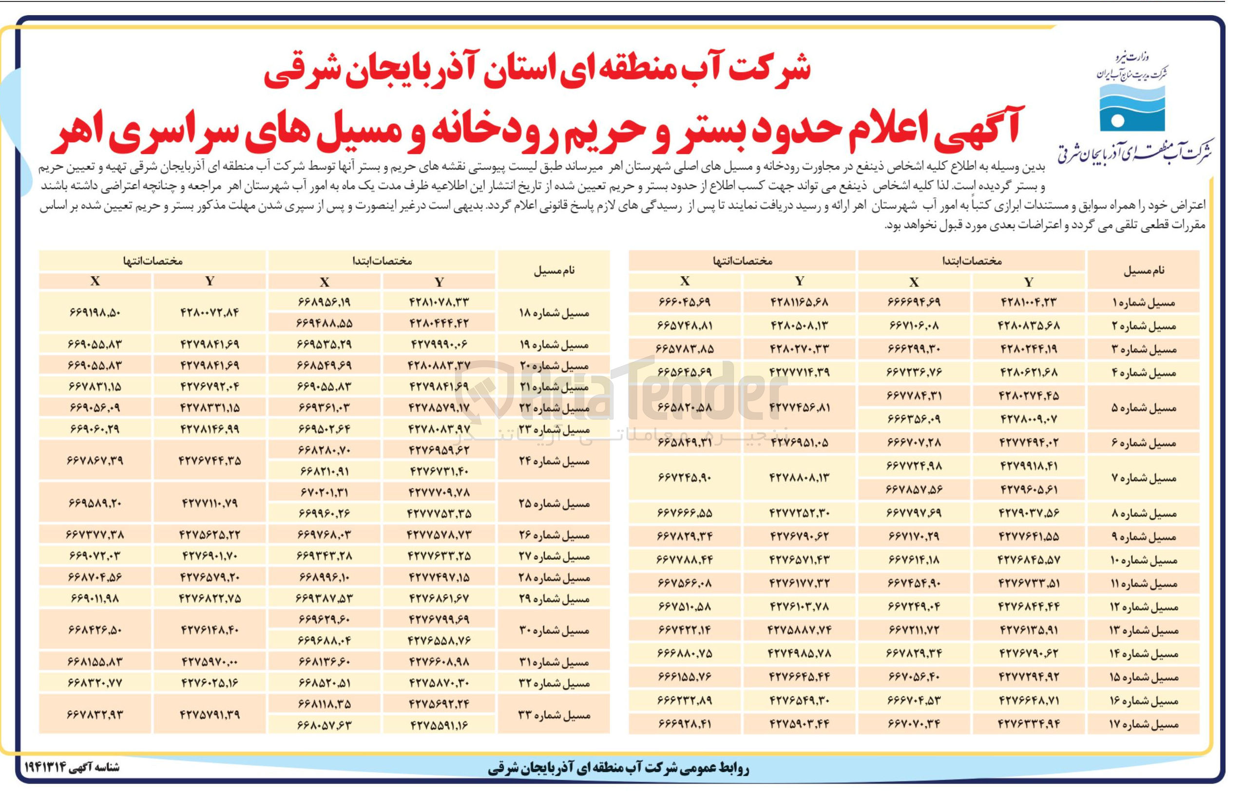 تصویر کوچک آگهی اعلام حدود بستر و حریم رودخانه و مسیل های سراسری