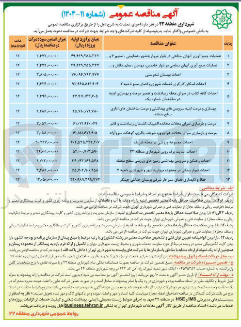 تصویر کوچک آگهی بهسازی و مرمت ابنیه سرویسهای بهداشتی و مرمت ساختمان های اداری