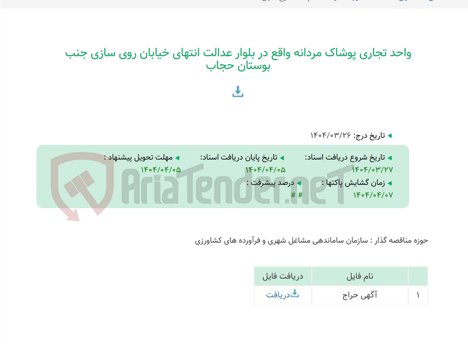 تصویر کوچک آگهی واحد تجاری پوشاک مردانه واقع در بلوار عدالت انتهای خیابان روی سازی جنب بوستان حجاب