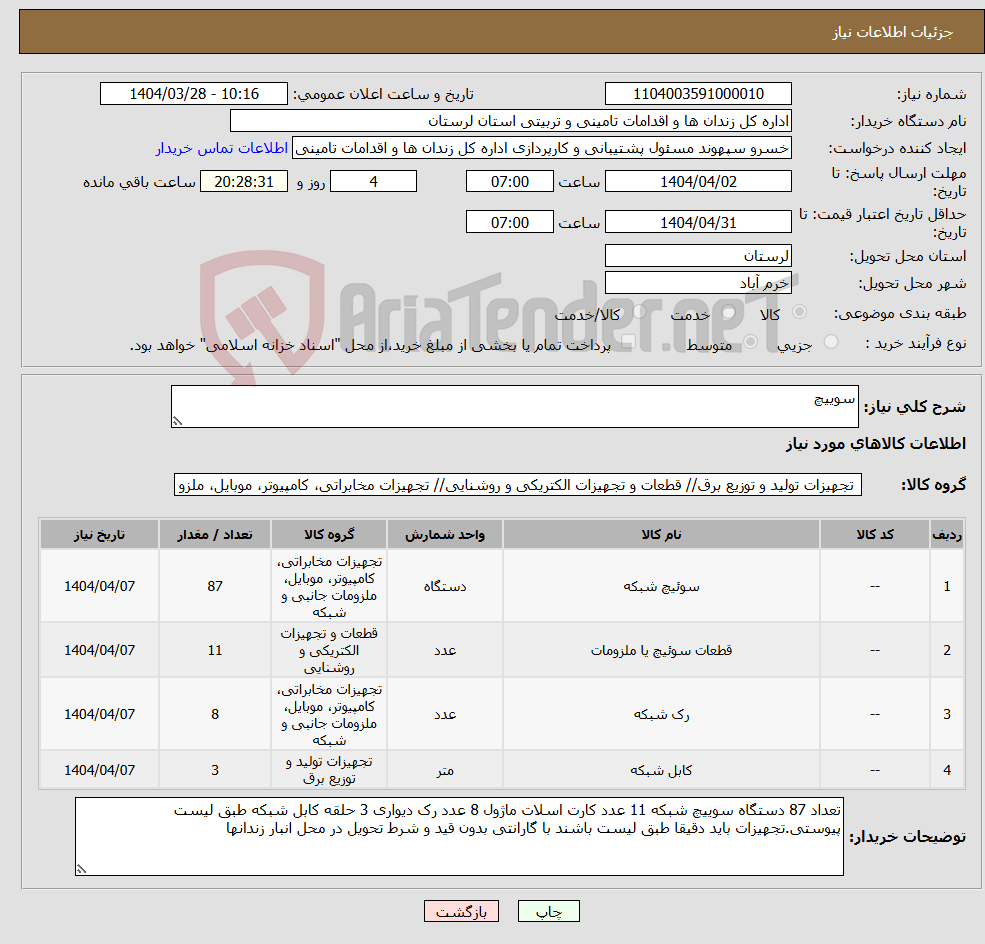 تصویر کوچک آگهی نیاز انتخاب تامین کننده-سوییچ